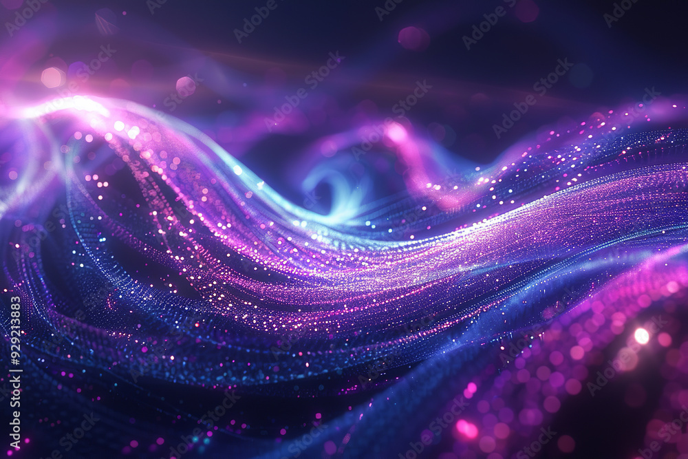 Aufkleber abstract gradient hologram dynamic wave of particles. high-speed light trails effect electric light.