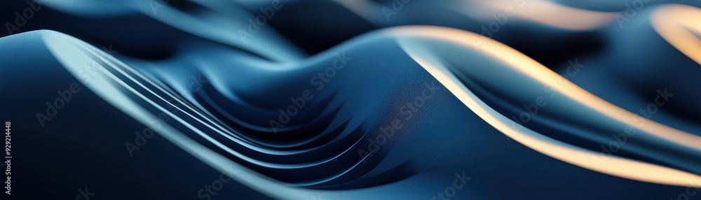 Poster digital abstract waves in blue and yellow creating a smooth, modern background. ideal for technology