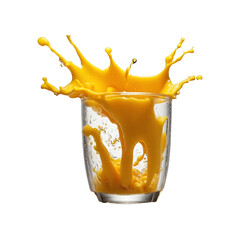 Naklejka na ściany i meble Delicious Mango Juice Smoothie Drink with Splash, Isolated PNG