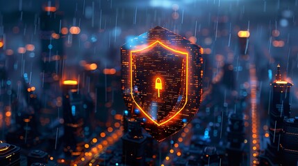 Obraz premium cybersecurity protection, Digital Encrypted System With Lock Symbols