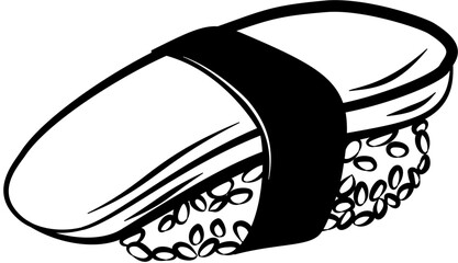 Sketch Sushi and rolls. Japanese traditional cuisine dishes nigiri, tamago, sashimi, uramaki,, temaki, futomaki. Perfect for asian restaurant, shop menu, logo, social media, web design, packaging 