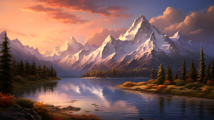 illustrated mountain range wallpaper