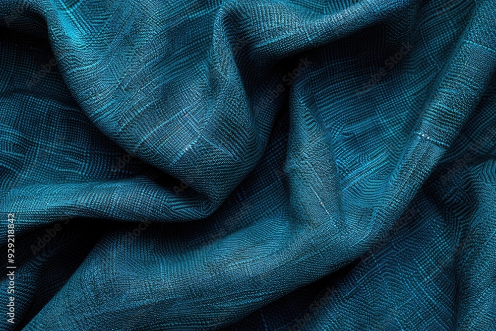 Poster A close-up shot of a blue fabric with intricate patterns and texture