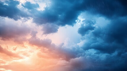 Obraz premium A dramatic sky with contrasting colors, suggesting an impending storm or weather change.