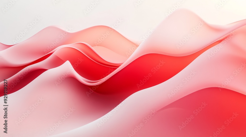 Wall mural Red and pink waves flowing and forming abstract shapes