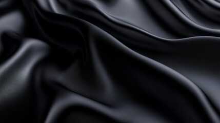 Black satin fabric flowing and forming elegant shapes