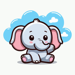 Cute Elephant With love Sign Hand Cartoon Vector Icon Illustration. Animal Nature Icon Concept Isolated Premium Vector. Flat Cartoon Style