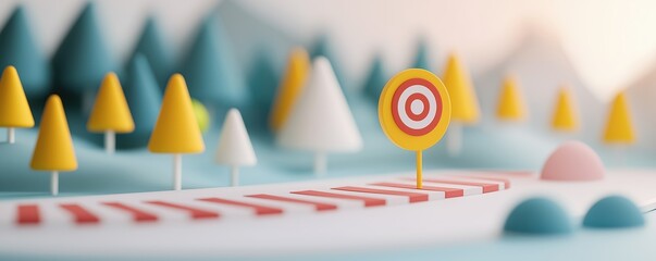 Obraz premium Clearly defined goals on a vision board, pathway to success, 3D illustration