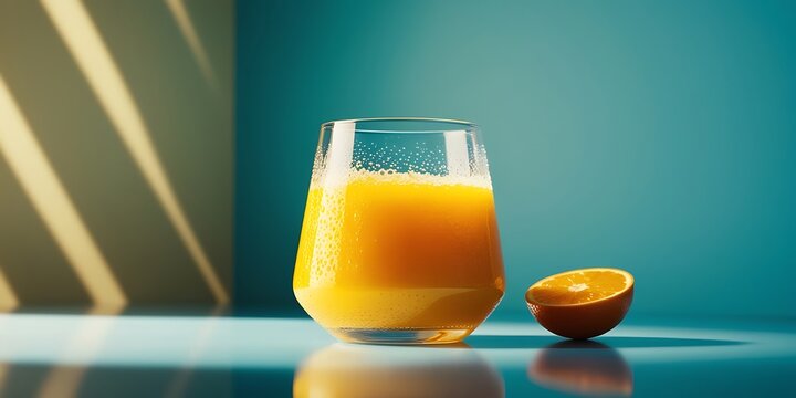 Glass of orange juice esolated on solid background