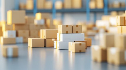 Wholesale distribution center with bulk goods and logistics, supply chain management, 3D illustration