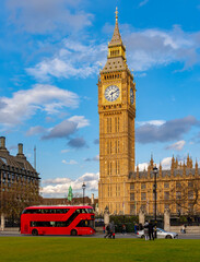 Parliament square and Big Ben tower in centre of London, UK