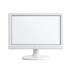 Fototapeta premium A sleek white computer monitor with a blank screen, perfect for modern workspace designs and digital presentations. transparent background