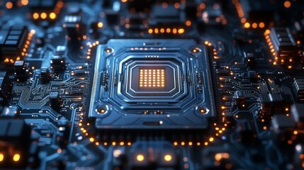 Fototapeta premium Modern cpu performing complex calculations on circuit board