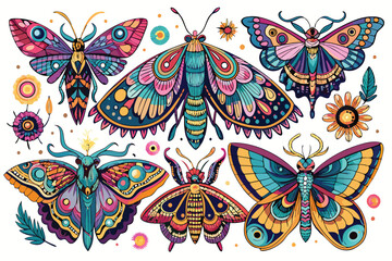 Doodle Boho Mystic Moths collection