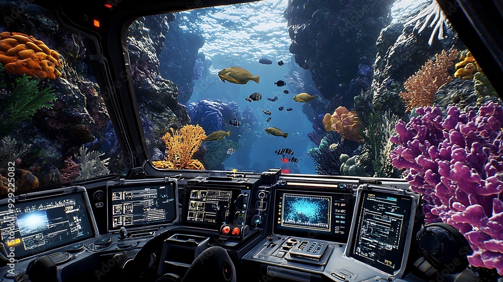 Poster a digital underwater research lab with augmented reality views of marine life and ai-driven explorat
