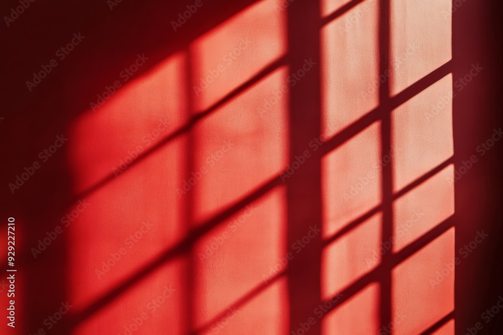 Poster a captivating play of light is gracefully casting intricate red shadows while creating a warm and ar