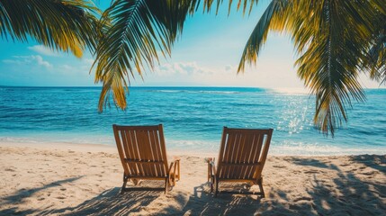 Tropical Beach Paradise with Two Loungers
