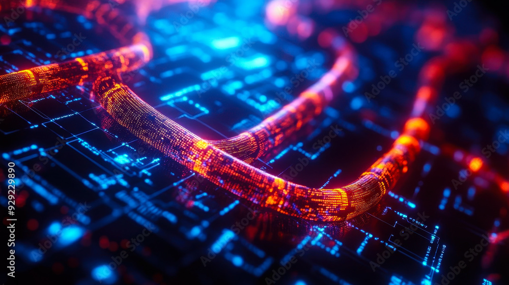 Poster futuristic blockchain technology for secure document integrity highlighting reliability and transpar