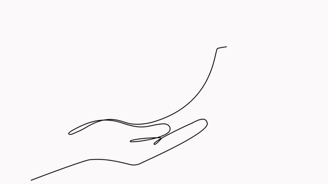 Hands hold house continuous one line drawn animated video.