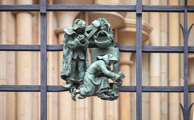 Obraz premium Zodiac signs on fence of the Cathedral St. Vitus. Prague Castle. Prague, Hradcany district, Czech Republic.