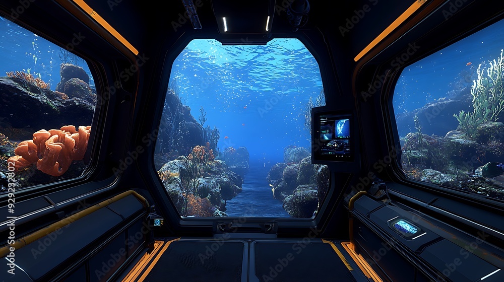 Poster a digital underwater research lab with augmented reality views of marine life and ai-driven explorat