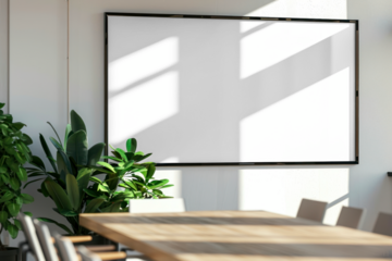 PNG Modern office TV screen mockup, transparent background