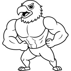 A ferocious athlete parroted posing line art vector