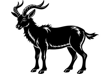 markhor silhouette vector, markhor animal icon symbol	