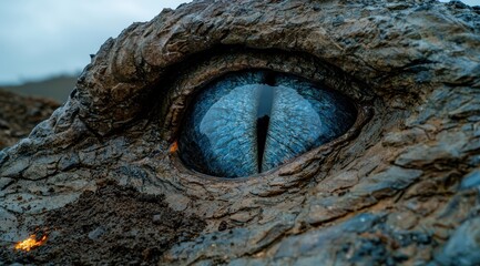 Intense blue eye of a reptile