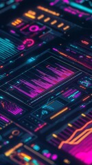 Fototapeta premium Futuristic interface displaying complex data and information with neon colors