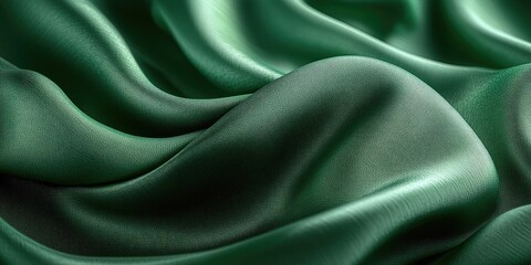 Obraz premium Abstract Green Fabric Draped in Smooth Waves
