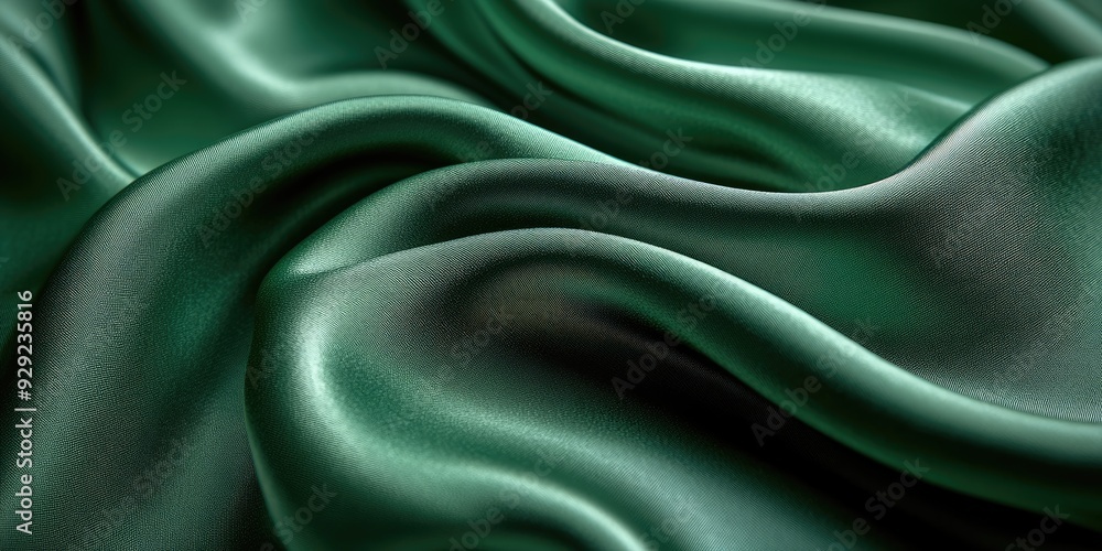 Poster abstract green fabric texture with saturated color and smooth curves
