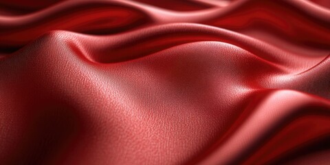Obraz premium Close-up of Red Satin Fabric with Smooth, Draped Texture