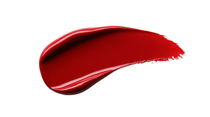 Glossy red lipstick smear isolated on transparent background