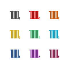 Heating radiator icon isolated on white background. Set icons colorful