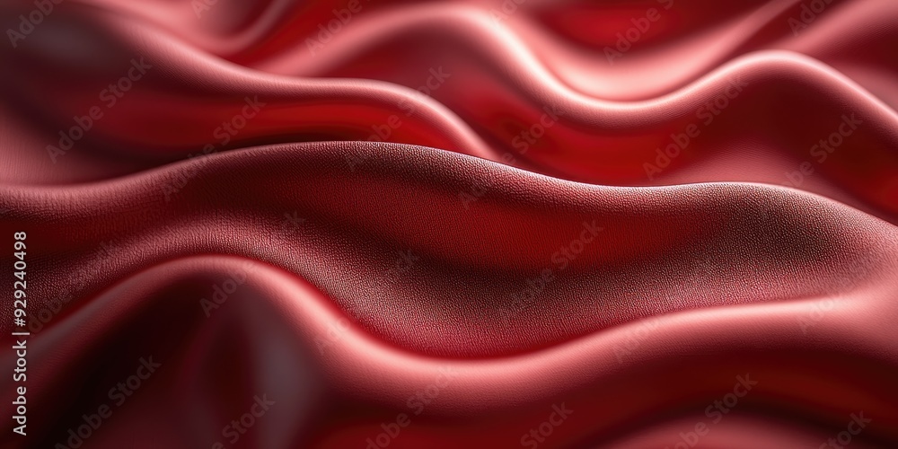 Poster abstract close-up of red textured fabric with soft waves