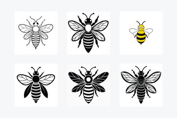 Cute Bee Vector Illustration - Printable Graphics Design