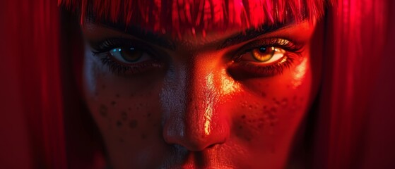 Naklejka premium A close-up of a woman with red hair and freckled complexion