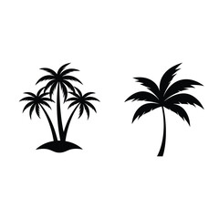 Palm Tree Silhouette Vector Illustration - Printable Graphics Design 