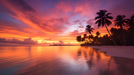 golden hour beach photo, tropical beach
