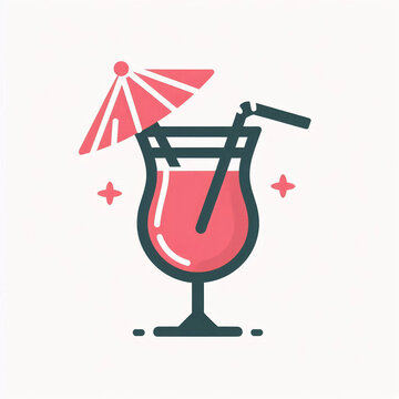 recommend clip art: silhouette pink cocktail with umbrella 