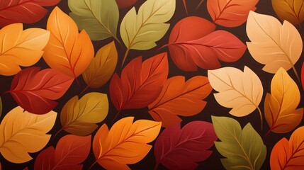 Vibrant autumn leaves in shades of orange, yellow, and green create a warm and inviting background for seasonal designs.