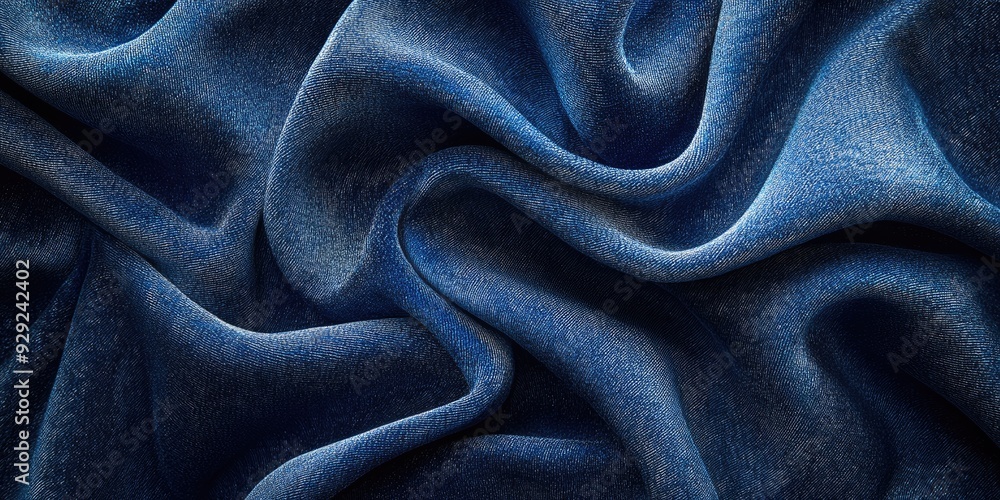 Poster Abstract Pattern of Blue Fabric with Shiny Texture