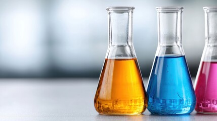 Colorful chemistry lab glassware