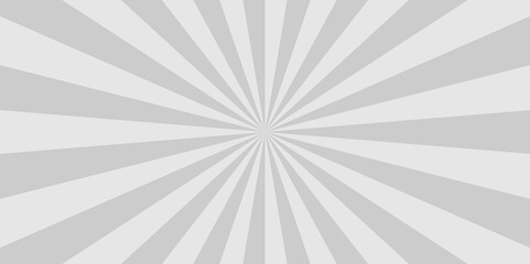 Minimal sunrise radiate striped geometric circus light white and gray sunburst ray vector backdrop texture background. black retro poster shine spiral template design.