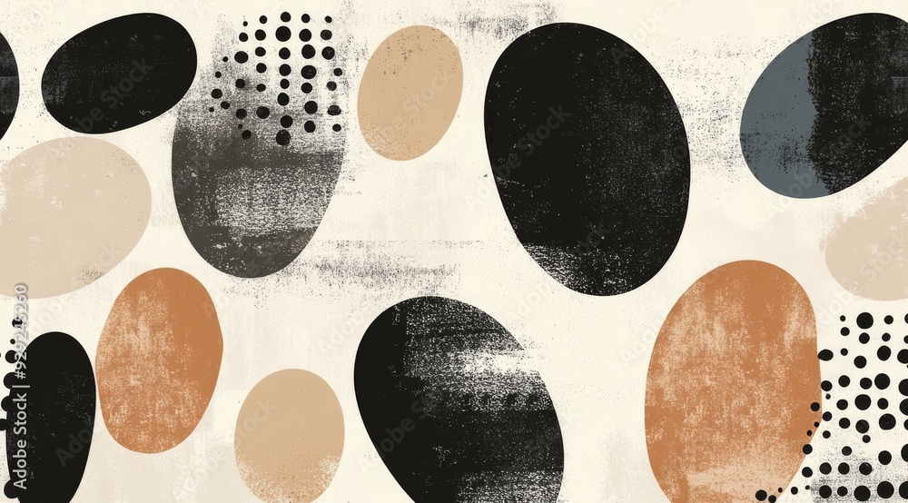 Poster an elegant abstract design showcases various earthy shapes and contrasting patterns that enhance its