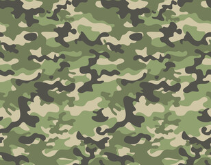Fototapeta premium camouflage green pattern vector military background, fashionable print for textiles