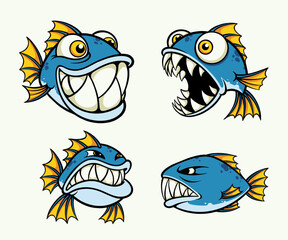 monster fish with big teeth v.ector illustration