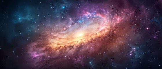 Fototapeta premium A detailed view of a vibrant cosmic scene, featuring a massive star at the image's core