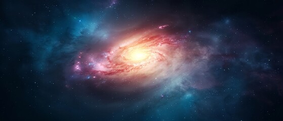 Obraz premium A tight shot of a spiraled form in a star-filled expanse, encircled by a radiant beam of light